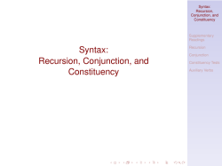Syntax: Recursion, Conjunction, and Constituency