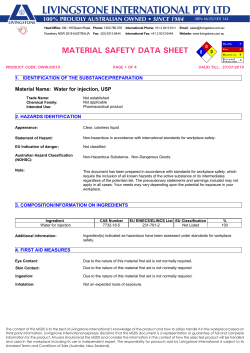 material safety data sheet livingstone international pty ltd