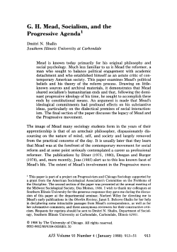 GH Mead, Socialism, and the Progressive