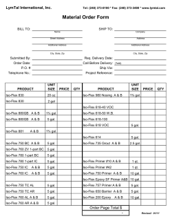 Material Order Form for Sealants, Coatings