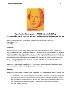 Experiencing Shakespeare, a FREE Electronic Field Trip Presented