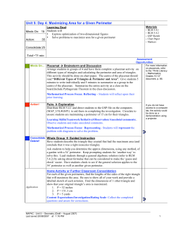Unit 5: Day 4: Maximizing Area for a Given Perimeter