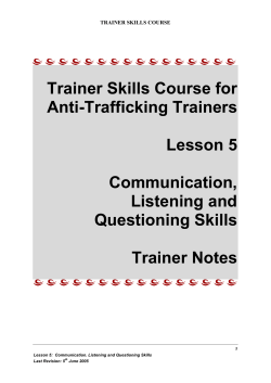 Trainer Skills Course for Anti-Trafficking Trainers Lesson 5
