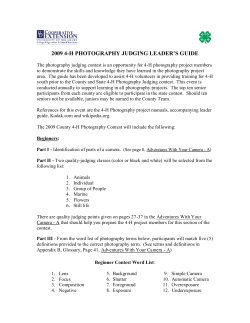 2009 4-H PHOTOGRAPHY JUDGING LEADER`S GUIDE