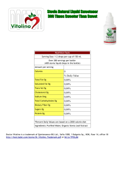 Stevia Natural Liquid Sweetener 300 Times Sweeter - Size