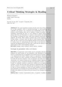 Critical Thinking Strategies in Reading