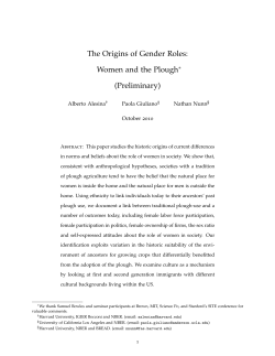 The Origins of Gender Roles: Women and the Plough (Preliminary)