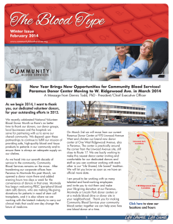 Blood Type &ndash; Donor Newsletter: Winter 2014 Issue