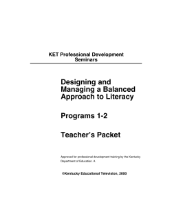 Designing and Managing a Balanced Approach to Literacy