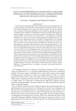 algal food preferences and seasonal foraging