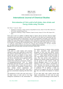 Determination of Citric acid in Soft drinks, Juice drinks and Energy