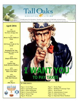 April 2016 - Tall Oaks Assisted Living