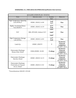 QUALIFICATION PLAN / STATUS High