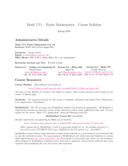 Math 1711 &ndash; Finite Mathematics &ndash; Course Syllabus