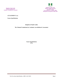 ATTACHMENT 2 (e) Course Specifications Kingdom of Saudi Arabia