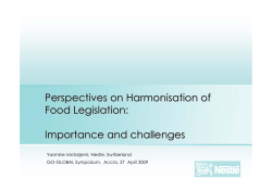 Perspectives on Harmonisation of Food Legislation: Importance and