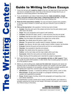Guide to Writing In-Class Essays
