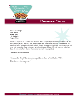 Rhubarb Snow - Sumner - Rhubarb Pie Capital of the World