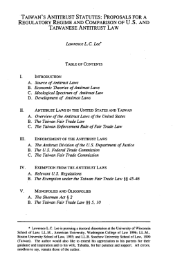 Taiwan`s Antitrust Statutes - Robert H. McKinney School of Law