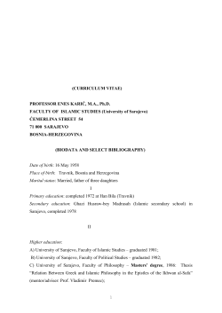 PROFESSOR ENES KARIĆ, MA, Ph.D. FACULTY OF ISLAMIC