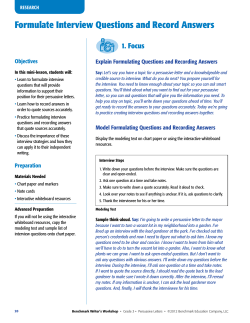 Formulate Interview Questions and Record Answers