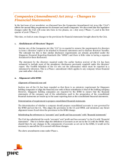 Companies (Amendment) Act 2014 – Changes to Financial