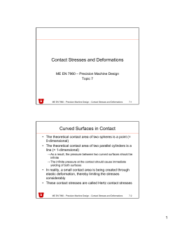 Contact Stresses and Deformations Curved Surfaces in Contact