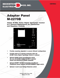 Adapter Panel M-2270B - Beckwith Electric Co., Inc.