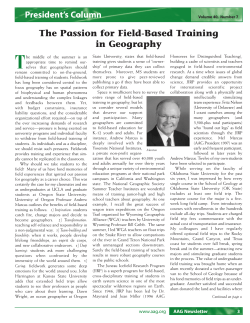 The Passion for Field-Based Training in Geography