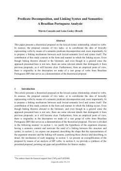 Predicate Decomposition, and Linking Syntax