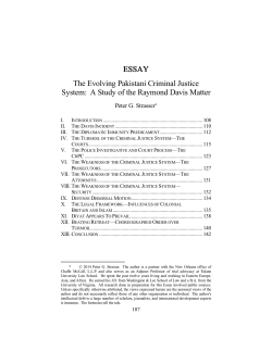 ESSAY The Evolving Pakistani Criminal Justice System: A Study of