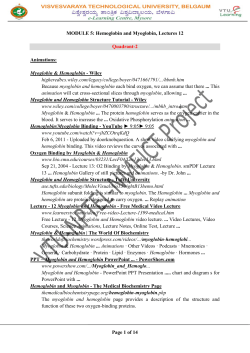 Hemoglobin and Myoglobin, Lectures 12 - vtu-nptel