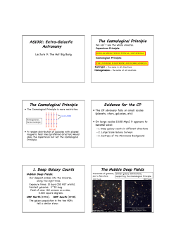 AS1001: Extra-Galactic Astronomy The Cosmological Principle The