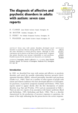 The diagnosis of affective and psychotic disorders in adults with autism