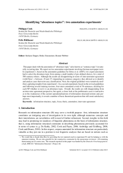 Identifying &ldquo;aboutness topics&rdquo;: two annotation experiments&lowast;