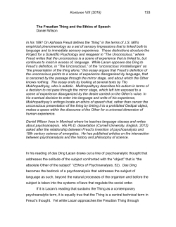 Konturen VIII (2015) 133 The Freudian Thing and the Ethics of