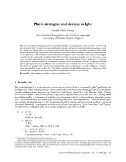 Plural strategies and devices in Igbo