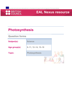 Photosynthesis EAL Nexus resource