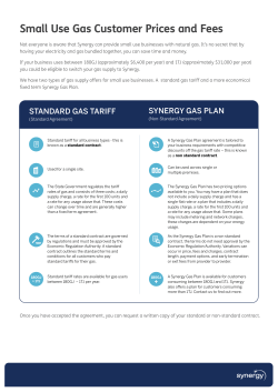 Small Use Gas Customer Prices and Fees