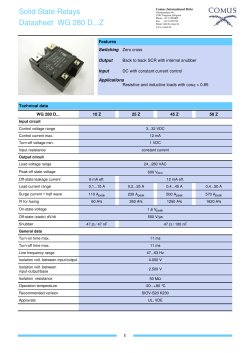 Datasheet WG 280 D...Z Solid State Relays