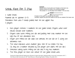 Great Race for 5 Plus - Mathematically Connected Communities