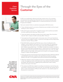 Claim Customer Service: Through the Eyes of the Customer