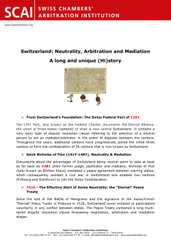 (Hi)story - Swiss Chambers` arbitration institution
