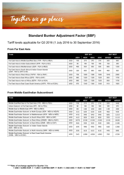 Q3 SBF tariffs &ndash; effective 1 July &ndash; 30 Sept 2016