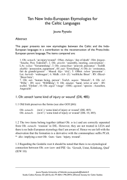 Ten New Indo-European Etymologies for the Celtic