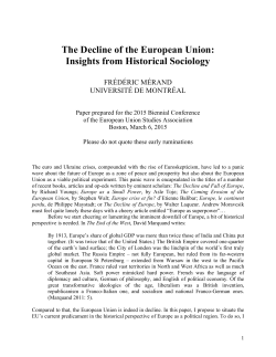 The Decline of the European Union: Insights from Historical Sociology