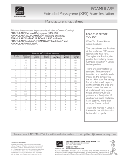 FOAMULAR&reg; XPS Manufacturer Fact Sheet