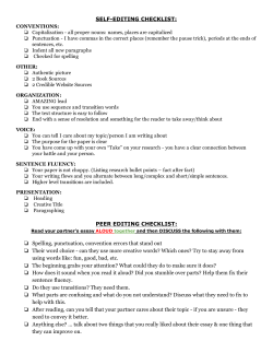 SELFEDITING CHECKLIST: PEER EDITING CHECKLIST