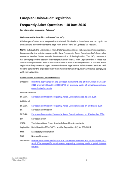 European Union Audit Legislation Frequently Asked