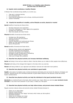 GCSE PE PLCs 1.1.1 Healthy active lifestyles and how they can